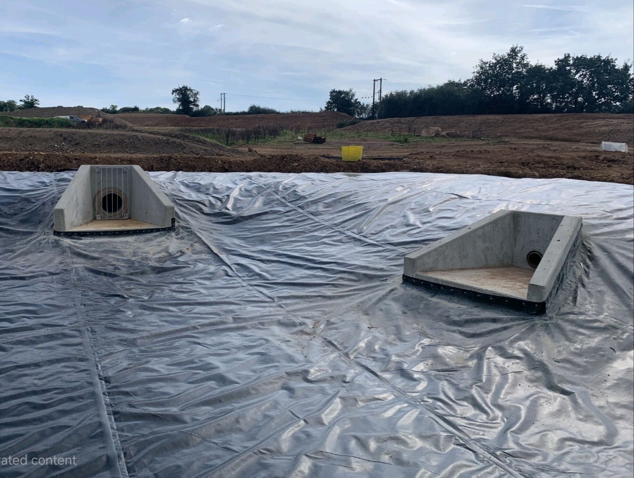 Pond liner installation by Ground Technology Group