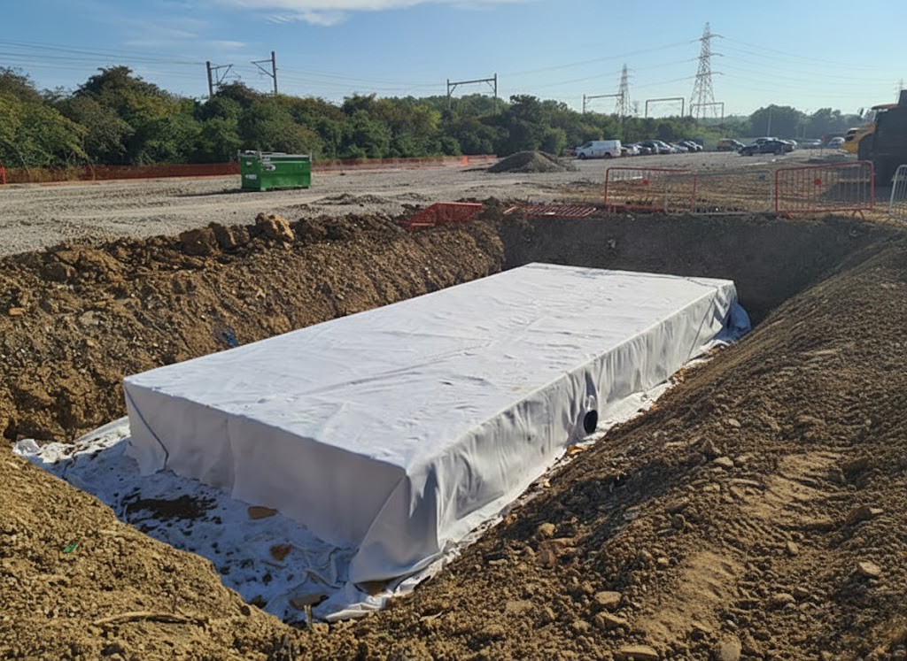 Soakaway tank installation by Ground Technology Group
